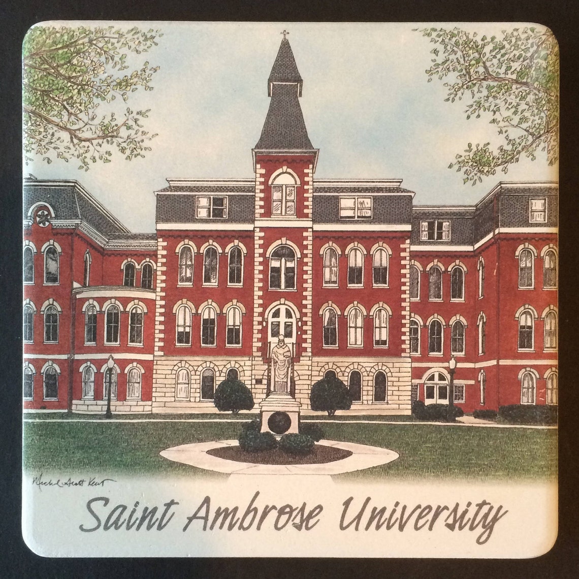 College Coaster St. Ambrose University Davenport Iowa Etsy