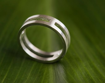 Zweireihiger Sterling Silber Moderner Unisex Ring