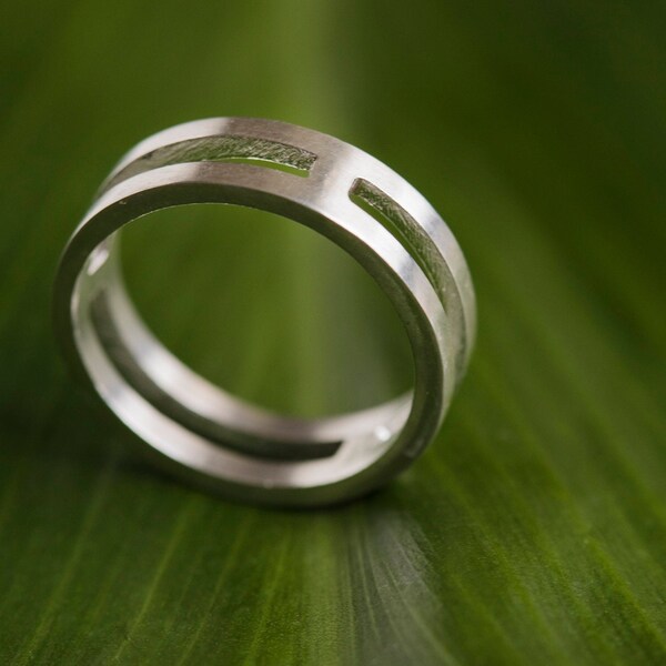 Double-Row Sterling Silver Modern Unisex Ring