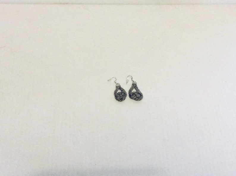 Pierced Celtic Knot Silver Tone ParaCord Earrings