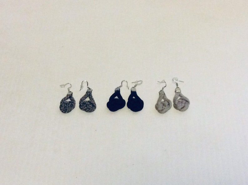 Pierced Celtic Knot Silver Tone ParaCord Earrings
