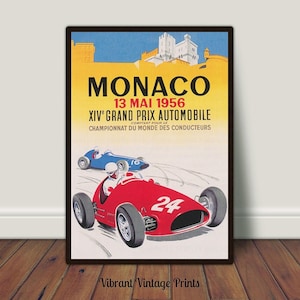 Monaco Grand Prix Print, Vintage Wall Art, Car Racing Wall Art, Retro Wall Art, 1956 Race, DIGITAL DOWNLOAD, PRINTABLE Wall Art, Large Art
