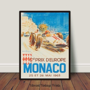 Monaco Grand Prix Print, Vintage Wall Art, Car Race Poster, 1963 Grand Prix Print, Retro Art, DIGITAL DOWNLOAD, PRINTABLE Art Large Wall Art