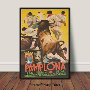 Pamplona Spain Print, Running of the Bulls Print, Spain Wall Art, Vintage Poster Art, PRINTABLE Art, DIGITAL DOWNLOAD, Large Wall Art