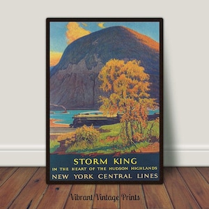 Train Wall Art, Vintage Wall Art, Storm King Mountain, Hudson River Print, New York Wall Art, DIGITAL DOWNLOAD, PRINTABLE Wall Art