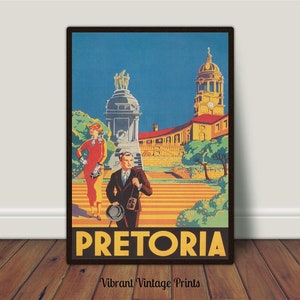 South Africa Art, Vintage Travel Poster Art, South Africa Poster, Pretoria Wall Art, Colorful Wall Art, DIGITAL DOWNLOAD, PRINTABLE Wall Art