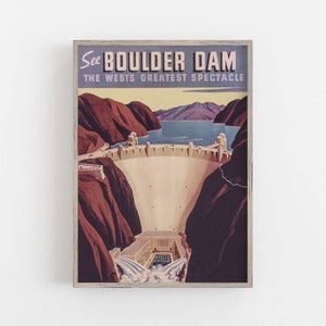 Hoover Dam Wall Art, Boulder Dam Print, Vintage Wall Art, Black Canyon, Colorado River, DIGITAL DOWNLOAD, PRINTABLE Art, Large Wall Art