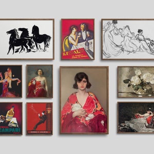 Galeria sztuki ściennej, sztuka ścienna vintage, eklektyczna sztuka ścienna, portret kobiety, wystrój art déco, sztuka plakatu, CYFROWE POBIERANIE, DRUKOWANA sztuka ścienna