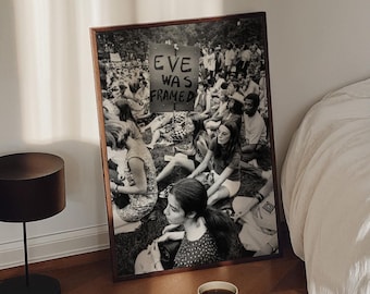 Women Protest, Black and White Art, Vintage Wall Art, Eve Was Framed, Feminist Wall Art, Women&#39;s Rights DIGITAL DOWNLOAD, PRINTABLE Wall Art