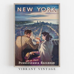 Vintage New York City Travel Poster: Romantic Retro Wall Art (Digital Download)
