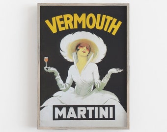 Vermouth Martini Print, Vintage Poster, Beverage Wall Art, Bar Wall Decor, Boho Wall Decor, DIGITAL DOWNLOAD, PRINTABLE Art, Large Wall Art