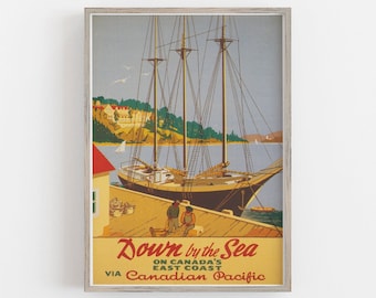 Canada Sailboat Print: Vintage Travel Poster (Digital Download)