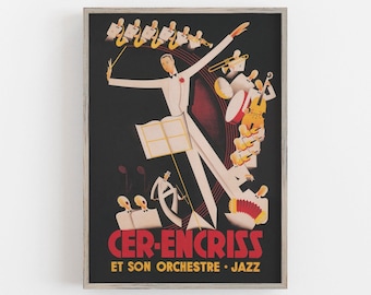Impression art déco vintage Jazz Band (téléchargement numérique)