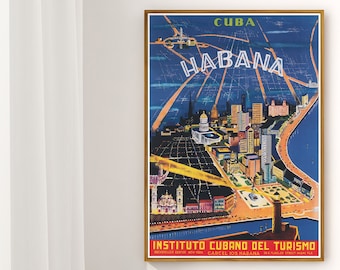 Havana Cuba Travel Poster: Retro Vintage Wall Art (Digital Download)