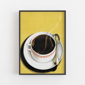 Vintage Coffee Cup Print: Retro Kitchen Cafe Wall Art (Digital Download)