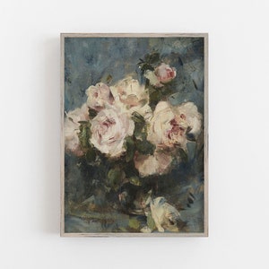 Arte de pared con rosas rosadas / Arte de pared vintage / Colores neutros apagados / Flores rosas / Colores pastel suaves DESCARGA DIGITAL Arte de pared IMPRIMIBLE n.° 105
