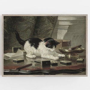 Vintage Cat and Dominoes Print | 19th Century Kitten Art (Digital Download)