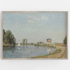 River Landscape Print | Vintage Landscape Art | Vintage Wall Art | Muted Neutral Landscape | Antique Wall Decor | PRINTABLE Wall Art #25