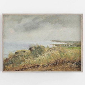 Beach Wall Art | Seagrass Wall Art | Vintage Wall Art | Moody Landscape | Muted Neutral Colors | Digital DOWNLOAD | PRINTABLE Wall Art #163