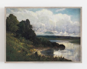 19th Century River Landscape Print | Antique Neutral Wall Art (Digital Download)