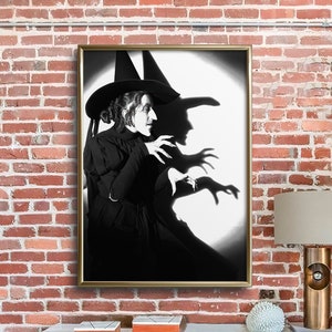 Wicked Witch Art, Halloween Wall Art, Black and White Art, Vintage Wall Art, Scary Witch Art, DIGITAL DOWNLOAD, PRINTABLE Wall Art Large Art