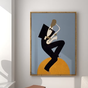 Jazz saxofoon, muziek print, vintage muurkunst, jazz muurkunst, retro muur decor, minimalistische muur kunst, DOWNLOAD, AFDRUKBARE muur kunst, grote kunst