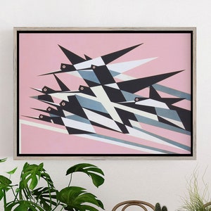 Birds in Flight, Birds Wall Art, Mid Century Modern, Abstract Wall Art, Vintage Wall Art, Pink Wall Art DIGITAL DOWNLOAD, PRINTABLE Wall Art