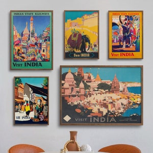 Vintage India Travel Poster Set: Gallery Wall Art (Digital Download)