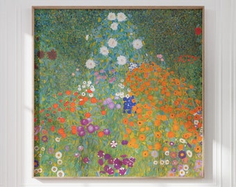 Klimt Flower Garden Art: Vintage Cottage Wall Decor (Digital Download)