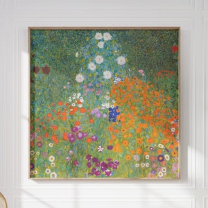 Cottage Garden Art | Flowers | Vintage Wall Art  | Klimt Art | Colorful Wall Art | Antique Wall Decor  Digital DOWNLOAD | PRINTABLE Art #405