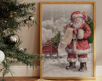 Santa Wall Art, Vintage Christmas Art, Vintage Santa Claus, Christmas Print, Holiday Wall Decor, DIGITAL DOWNLOAD, PRINTABLE Wall Art