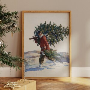 Christmas Tree Art, Vintage Christmas Art, Vintage Holiday Decor, Christmas Print, DIGITAL DOWNLOAD, PRINTABLE Wall Art #333