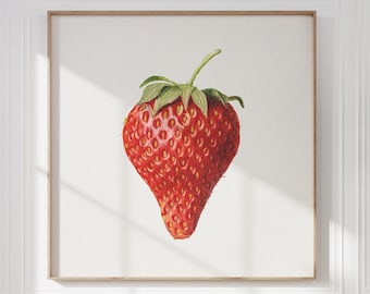Vintage Strawberry Print: Farmhouse Kitchen Wall Art (Digital Download)