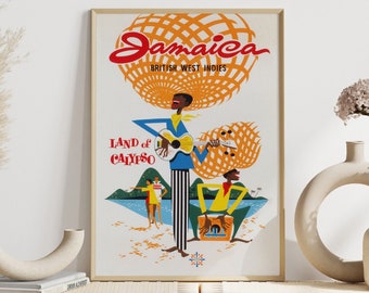 Jamaica Vintage Travel Poster: Calypso Music Art (digital Download