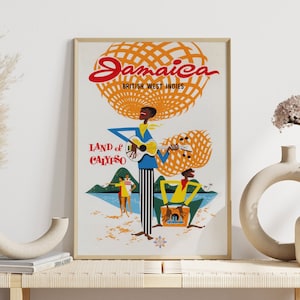 Jamaica Wall Art, Jamaica Travel Poster, Music Print, Vintage Art, Retro Wall Decor, DIGITALE DOWNLOAD, AFDRUKBARE kunst, kunst aan de grote muur