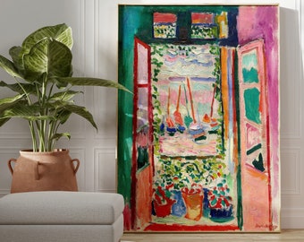 Impresión Matisse / Ventana abierta / Arte de pared vintage / Arte de pared colorido / Flores en la ventana / Paisaje / DESCARGA DIGITAL / Arte de pared IMPRIMIBLE