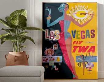 Las Vegas Vintage Travel Poster: Retro Wall Art (Digital Download)