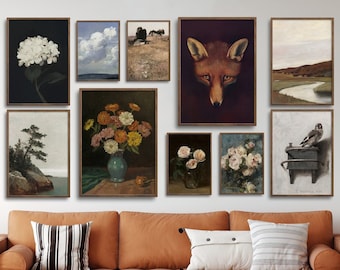 Vintage Gallery Wall, Gallery Wall Set, Farmhouse Wall Decor, Muted Neutral Decor, Set of 10, Flowers, DIGITAL DOWNLOAD, PRINTABLE Wall Art