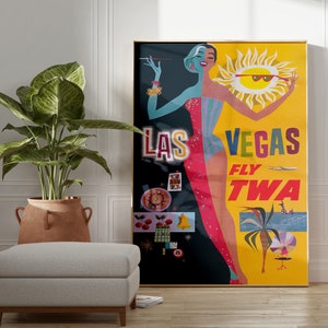 Impresión de Las Vegas, Arte de pared de Las Vegas, Arte de póster vintage, Arte de pared colorido, Decoración de pared retro, DESCARGA DIGITAL, Arte de pared grande de arte IMPRIMIBLE