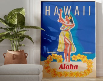 Hawaii Hula Girl Print: Vintage Travel Poster (Digital Download)