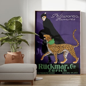 Leopard Print, Fashion Wall Art, Vintage Wall Art, Switzerland Print, Leopard Wall Art, Retro Wall Decor, DIGITAL DOWNLOAD, PRINTABLE Art