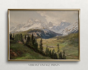 Vintage Mountain View Landscape Art Print: 19th Century Nature Scene (Digital Download)