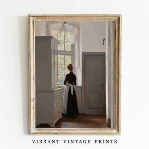 Woman Portrait | Vintage Wall Art | Vintage Woman Art | Muted Neutral Colors | Woman at Window | Antique Wall Decor | PRINTABLE Wall Art #17