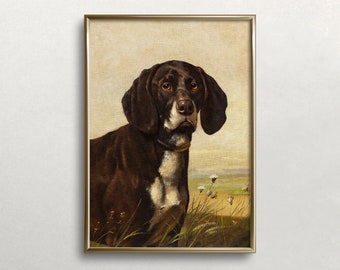 Vintage Chocolate Labrador Kunstdruck 19th Century Hundeportrait (Digitaler Download)