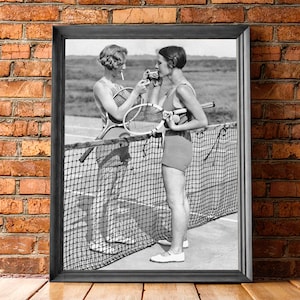 Women Tennis Players, Black and White Art, Vintage Wall Art, Cigarette Break, Women Sports Art, DIGITAL DOWNLOAD, PRINTABLE Art image 6