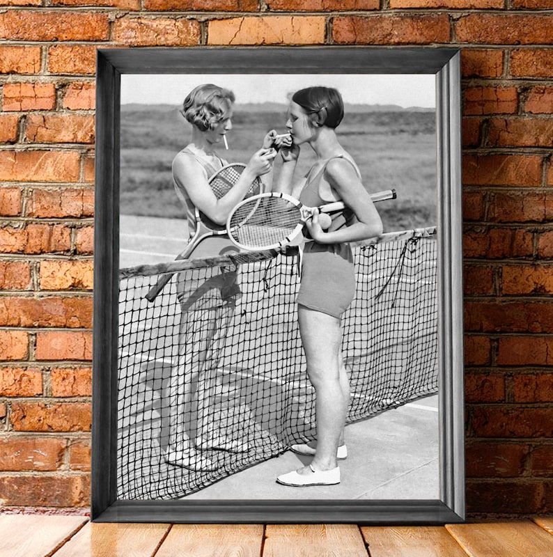 Women Tennis Players, Black and White Art, Vintage Wall Art, Cigarette Break, Women Sports Art, DIGITAL DOWNLOAD, PRINTABLE Art image 6