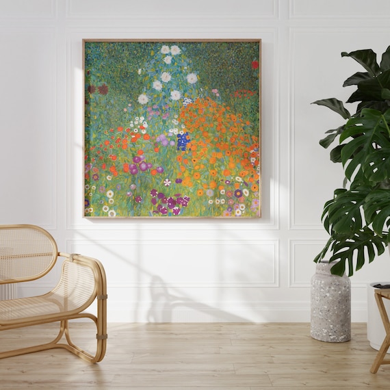 Klimt Flower Garden Art: Vintage Cottage Wall Decor (Digital Download)
