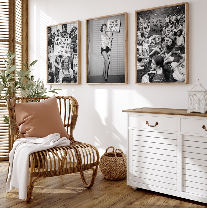 Feminist Gallery Wall Art: Black and White Female Empowerment (Digital Download) image 3
