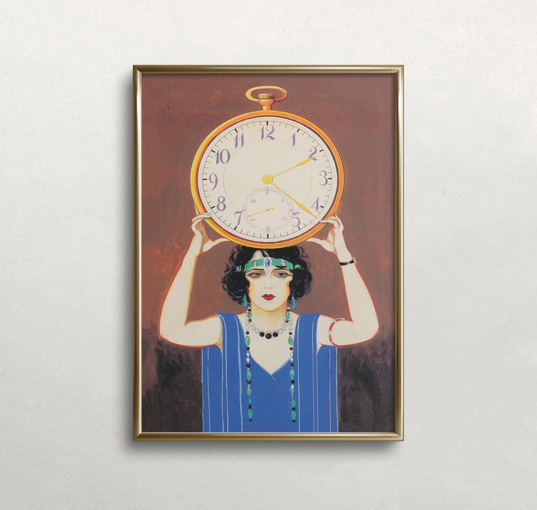 Flapper Wall Art, Watch Wall Art, Clock Wall Art, Vintage Wall Art, Woman Portrait, Vintage