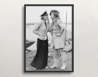 Vintage Women Smokers Print, Black and White Old Photo Art (Digital Download)